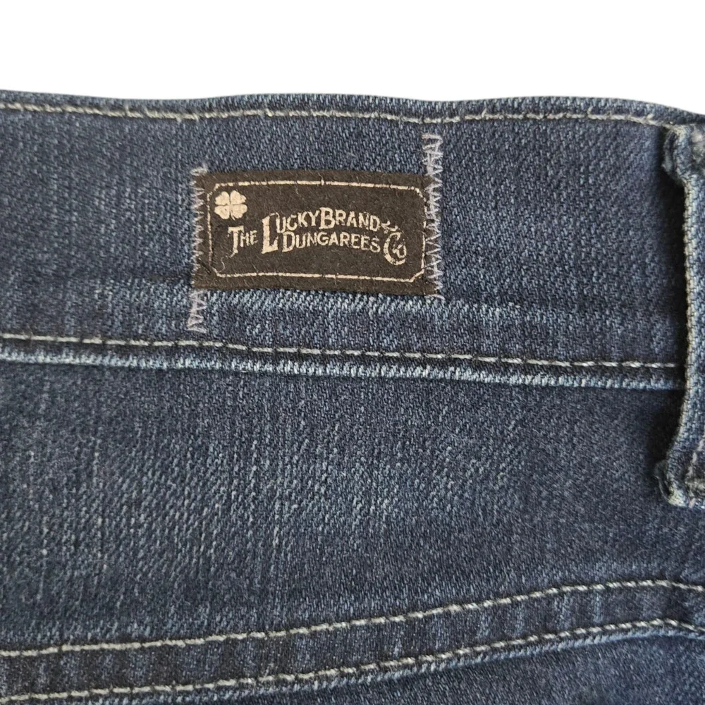Y2K Lucky Brand Dark Wash Easy Rider Crop Mid Rise Wide Leg Jeans Size 6 / 28 - Picture 7 of 10